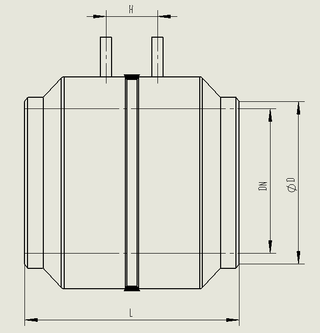 电磁流量法兰连接外型连接尺寸示意图